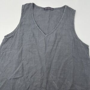 Cut Loose Women's Gray Linen Relaxed Fit Tunic Top Tank Small Lagenlook Boho Art